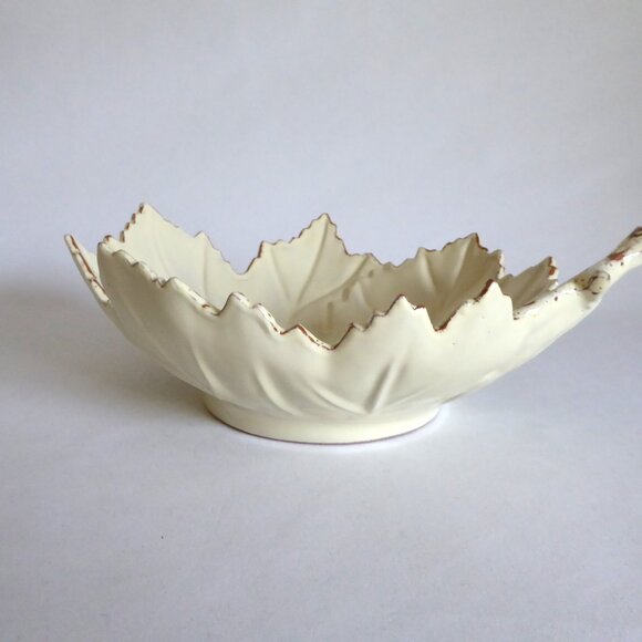 NEW CRATE & BARREL CERAMICHE MADE IN ITALY CERAMIC LEAF SHAPED BOWL PLATE SET - Picture 11 of 12